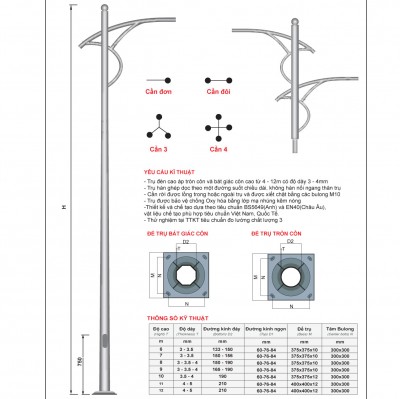 BÁO GIÁ CỘT ĐÈN CAO ÁP